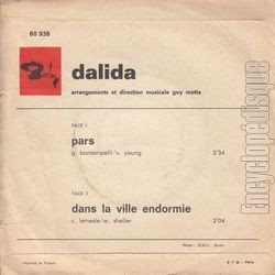 [Pochette de Pars (DALIDA) - verso]