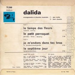 [Pochette de Le temps des fleurs (DALIDA) - verso]