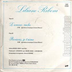 [Pochette de L’amour vache (Liliane RIBONI) - verso]