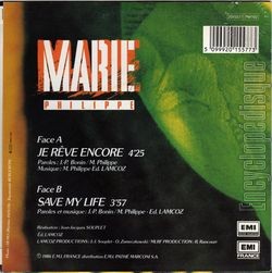 [Pochette de Je rve encore (Marie PHILIPPE) - verso]