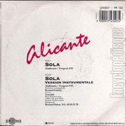 [Pochette de Sola (ALICANTE) - verso]