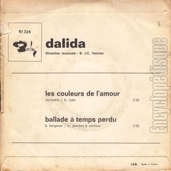 [Pochette de Ballade  temps perdu (DALIDA) - verso]