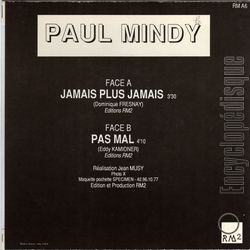 [Pochette de Jamais plus jamais (Paul MINDY) - verso]