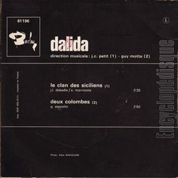 [Pochette de Le clan des siciliens (DALIDA) - verso]