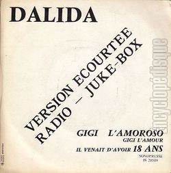 [Pochette de Gigi l’amoroso / Il venait d’avoir 18 ans (DALIDA) - verso]