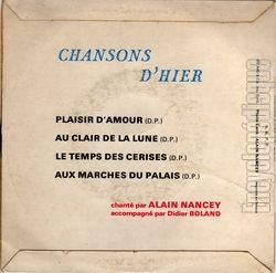 [Pochette de Chansons d’hier (Alain NANCEY) - verso]