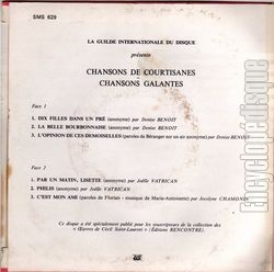 [Pochette de Chansons de courtisanes (COMPILATION) - verso]