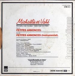 [Pochette de Petites annonces (MICHALIS et VAH) - verso]