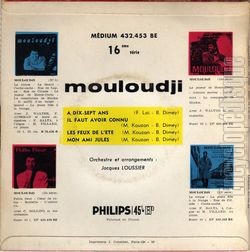 [Pochette de Il faut avoir connu (MOULOUDJI) - verso]