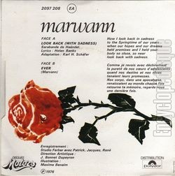 [Pochette de Look back (with sadness) (MARWANN) - verso]