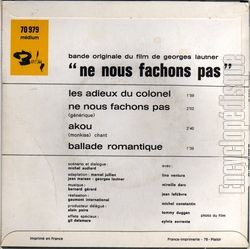 [Pochette de Ne nous fachons pas (B.O.F.  Films ) - verso]