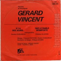 [Pochette de Il y a des jours (Grard VINCENT) - verso]