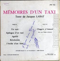 [Pochette de Mmoires d’un taxi (Jacques LABAT) - verso]