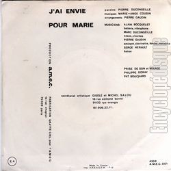 [Pochette de J’ai envie (Marie-Ange COUSIN) - verso]