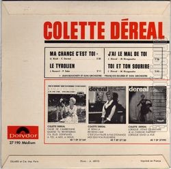 [Pochette de Ma chance c’est toi (Colette DERAL) - verso]