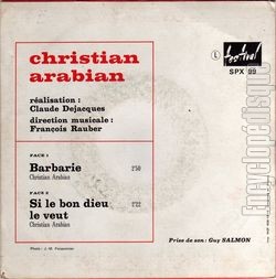 [Pochette de Barbarie (Christian ARABIAN) - verso]