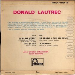 [Pochette de Tu dis des btises (Donald LAUTREC) - verso]