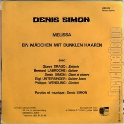 [Pochette de Mlissa (Denis SIMON) - verso]