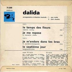 [Pochette de Le temps des fleurs (DALIDA) - verso]