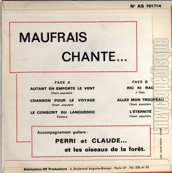 [Pochette de Maufrais chante (MAUFRAIS) - verso]