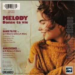 [Pochette de Danse ta vie (MELODY) - verso]