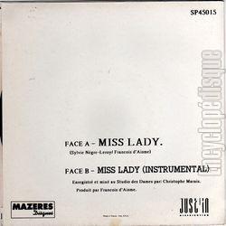 [Pochette de Miss lady (Karine HARLEY) - verso]