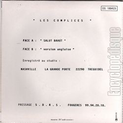 [Pochette de Salut bahut (Les COMPLICES) - verso]