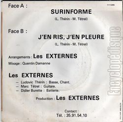 [Pochette de Surinform (Les EXTERNES) - verso]