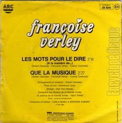 [Pochette de Les mots pour le dire (Franoise VERLEY) - verso]