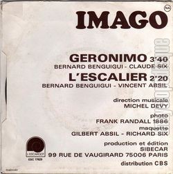 [Pochette de Geronimo (IMAGO) - verso]