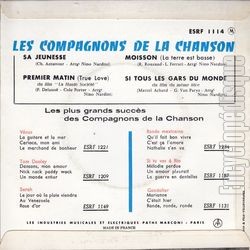 [Pochette de Sa jeunesse (Les COMPAGNONS DE LA CHANSON) - verso]