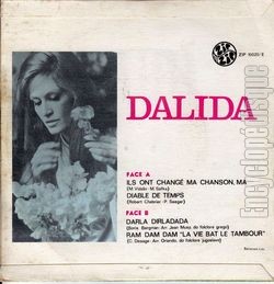 [Pochette de Ils ont chang ma chanson (DALIDA) - verso]