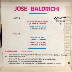 [Pochette de De New-York  Calvi (Jos BALDRICHI) - verso]