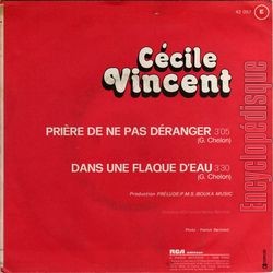 [Pochette de Prire de ne pas dranger (Ccile VINCENT) - verso]