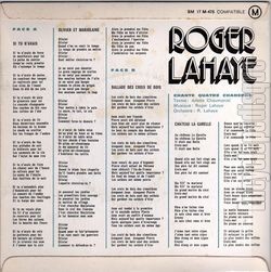 [Pochette de Si tu n’avais (Roger LAHAYE) - verso]