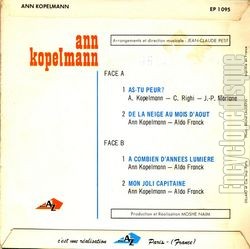 [Pochette de As-tu peur ? (ANN KOPELMANN) - verso]