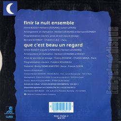 [Pochette de Finir la nuit ensemble (Herbert LONARD) - verso]