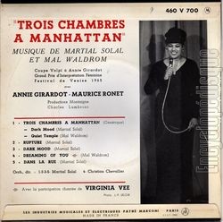 [Pochette de Trois chambres  Manhattan (B.O.F.  Films ) - verso]