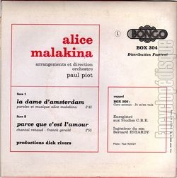 [Pochette de La dame d’Amsterdam (Alice MALAKINA) - verso]