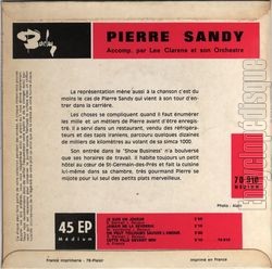 [Pochette de Je suis un joueur (Pierre SANDY) - verso]