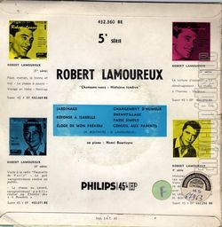 [Pochette de Chansons roses, histoires tendres (Robert LAMOUREUX) - verso]