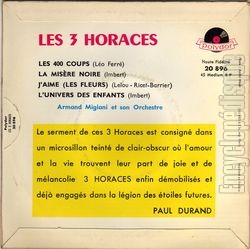 [Pochette de Les 400 coups (Les 3 HORACES) - verso]