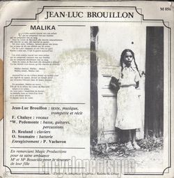 [Pochette de Malika (Jean-Luc BROUILLON) - verso]