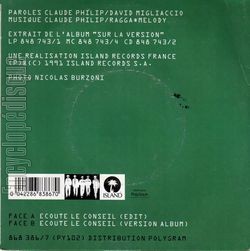 [Pochette de coute le conseil (POUPA CLAUDIO & RAGGA MELODY) - verso]