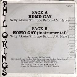 [Pochette de Homo gay (Phil O’KINGS) - verso]