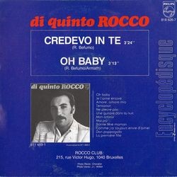 [Pochette de Credevo in te (Di Quinto ROCCO) - verso]