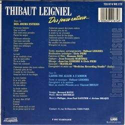 [Pochette de Des jours entiers (Thibaut LEIGNIEL) - verso]