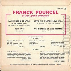 [Pochette de La chanson de Lara (Franck POURCEL) - verso]