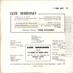 [Pochette de Amour, je te dois (Luis MARIANO) - verso]