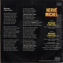 [Pochette de Message  mon idole (Herv MICHEL) - verso]